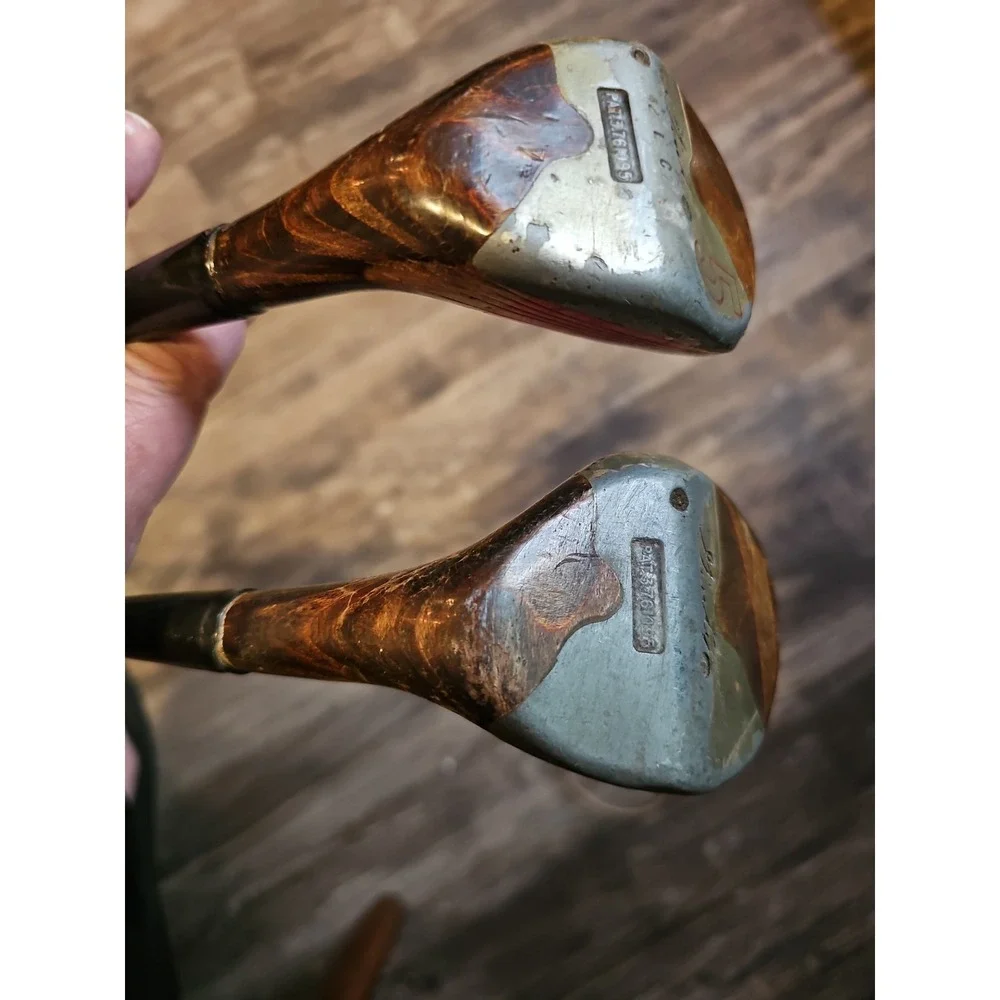 (2) Stan Thompson Ginty Wood Golf Clubs With #5 Wood & Unmarked